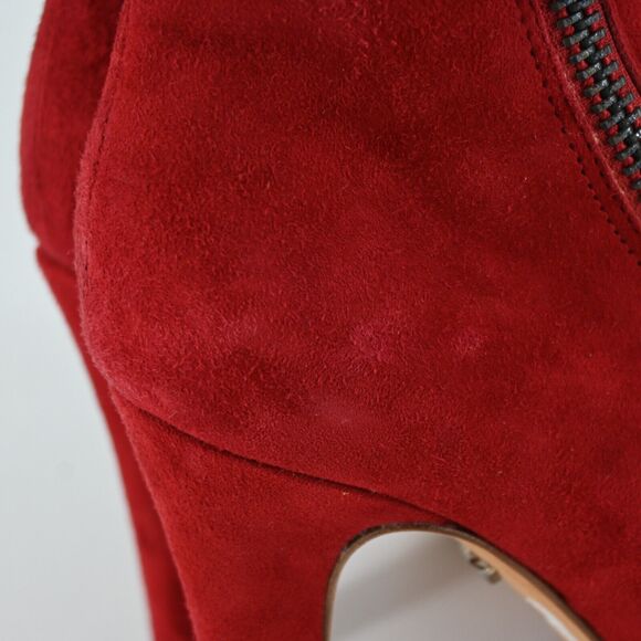 DVF | Red Suede Zipper Booties Size: 7.5 M - Picture 9 of 10